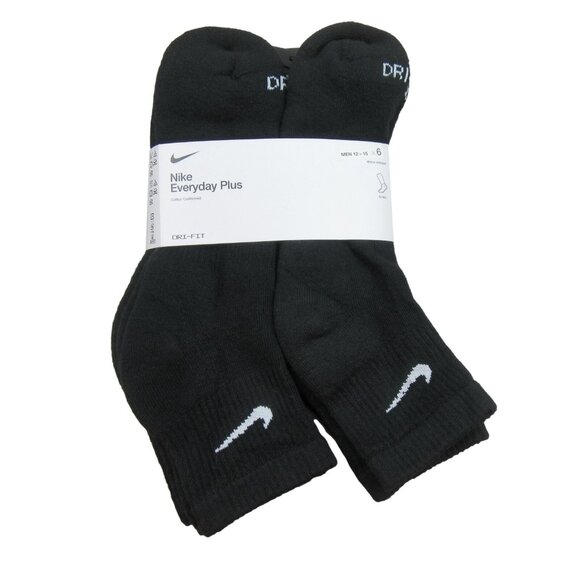 Nike Everyday Plus Ankle Socks 6 Pack Men's Size XL 12-15 Black NEW - Picture 1 of 10
